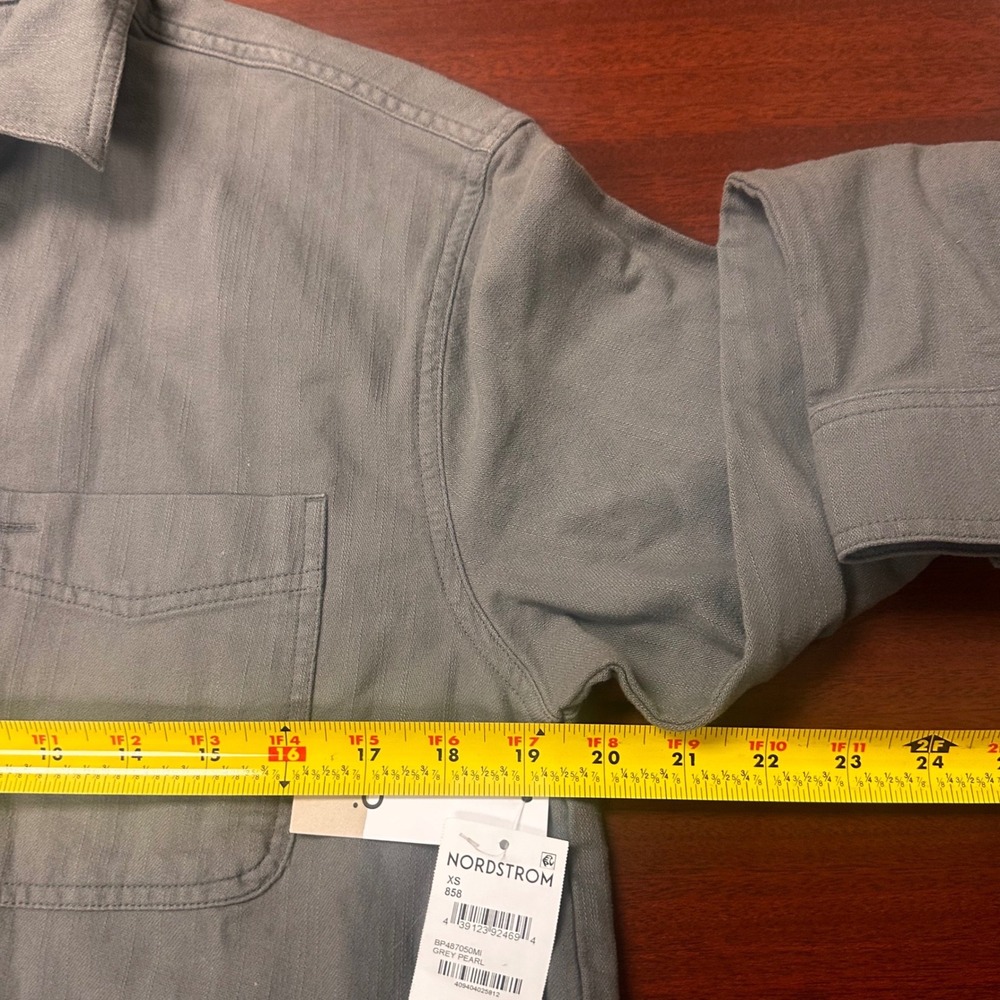 BP Nordstrom Grey Pearl Long Sleeve Shirt Womens XS Button Up Top Thick Warm NWT - Picture 6 of 8